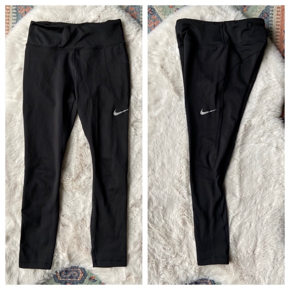 Nike dri fit black crop legging mesh cutouts xs athletic workout pant athleisure - Picture 1 of 13